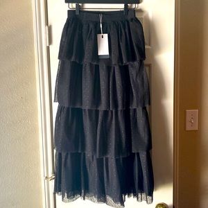 NWT Endless Rose black polka dot layered tulle skirt small